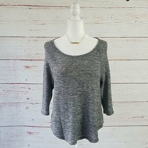 SPARKLE & FADE // grey wide neck marled sweater